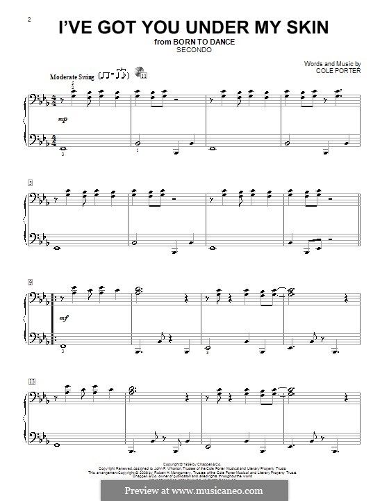 I've Got You under My Skin: For piano four hands by Cole Porter