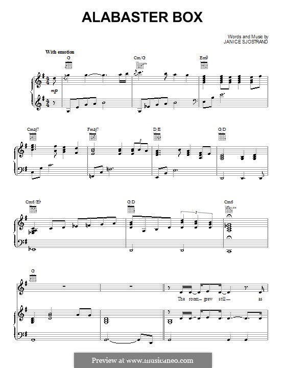 Alabaster Box by J. Sjostrand sheet music on MusicaNeo