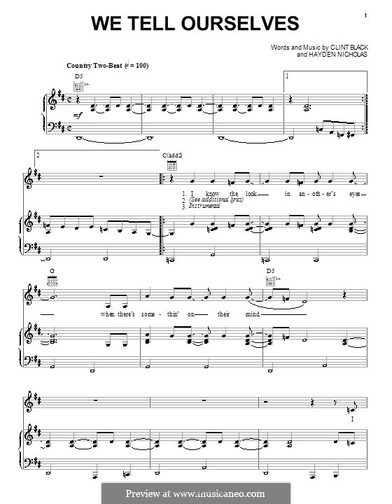 We Tell Ourselves (Clint Black): For voice and piano (or guitar) by Hayden Nicholas