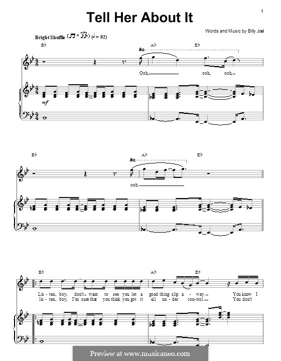 Tell Her About It: For voice and piano (or guitar) by Billy Joel