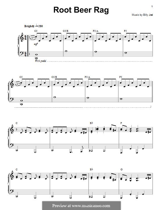 Root Beer Rag: For voice and piano (or guitar) by Billy Joel
