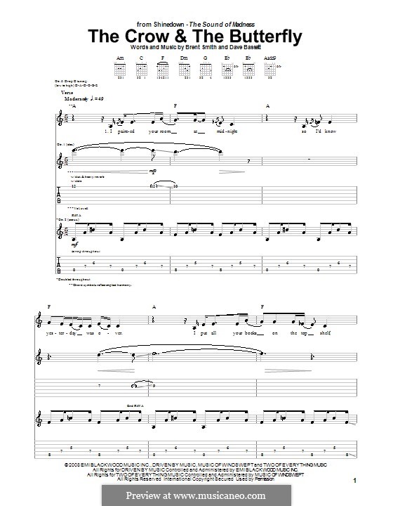The Crow and The Butterfly (Shinedown): For guitar with tab by Brent Smith, Dave Bassett