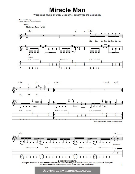 Miracle Man: For guitar with tab by Bob Daisley, Zakk Wylde