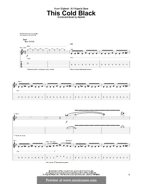 This Cold Black: For guitar with tab by Slipknot