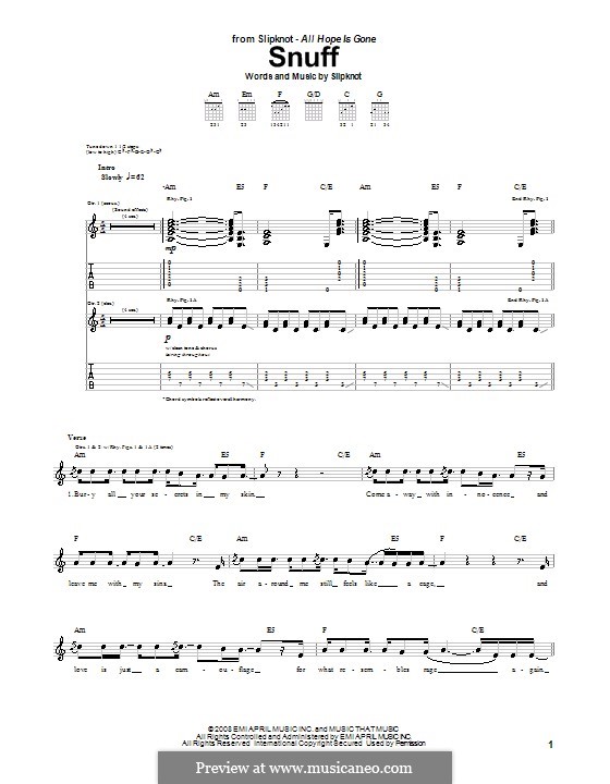 Snuff: For guitar with tab by Slipknot