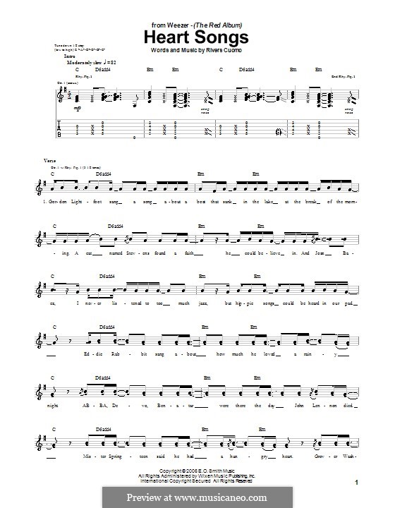 Heart Songs (Weezer): For guitar with tab by Rivers Cuomo