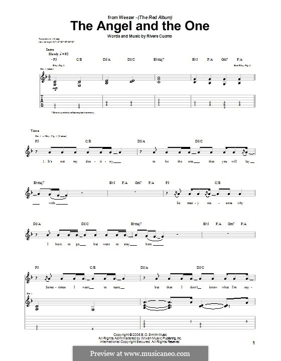 The Angel and the One (Weezer): For guitar with tab by Rivers Cuomo