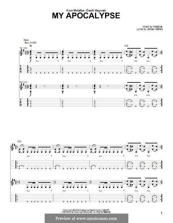 My Apocalypse (Metallica): For guitar with tab by James Hetfield