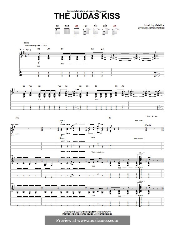 The Judas Kiss (Metallica): For guitar with tab by James Hetfield