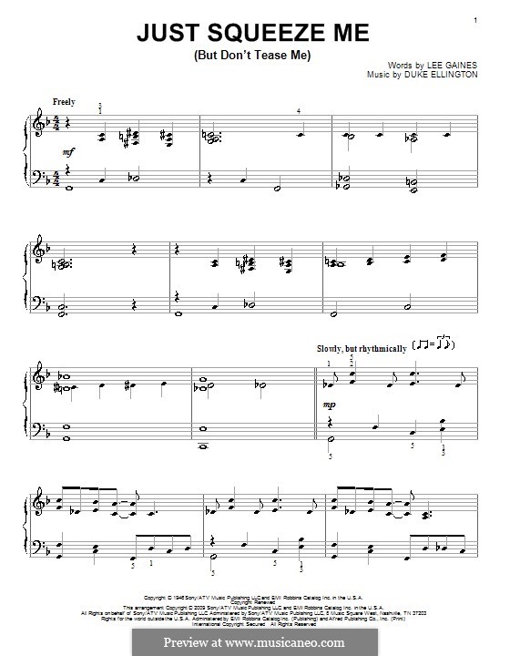 Just Squeeze Me (But Don't Tease Me): For piano by Lee Gaines