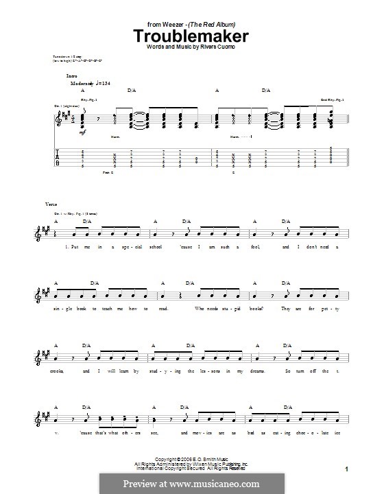 Troublemaker (Weezer): For guitar with tab by Rivers Cuomo