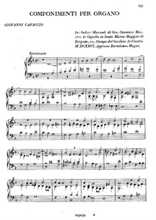 Componimenti per Organo. Ricercare: Componimenti per Organo. Ricercare by Giovanni Cavaccio