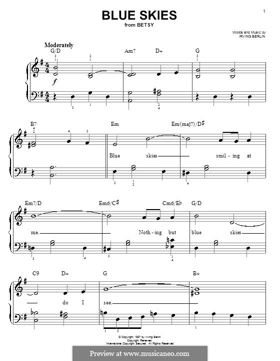 Blue Skies: For easy piano by Irving Berlin