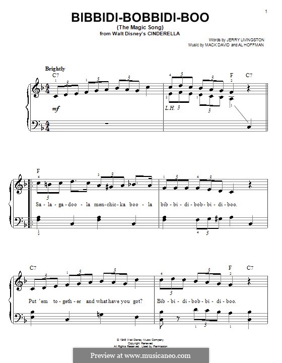 Bibbidi-Bobbidi-Boo (The Magic Song): For piano by Al Hoffman, Mack David