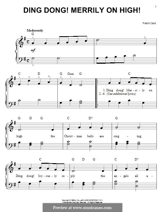 Ding Dong! Merrily on High (Printable Scores): For easy piano by folklore