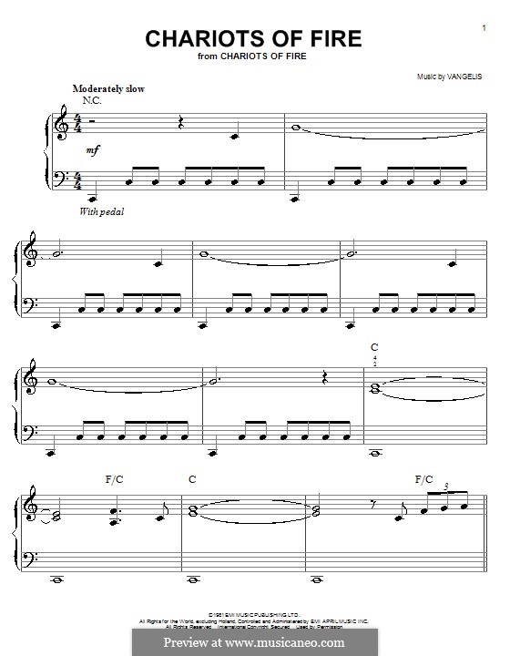 Chariots of Fire: For easy piano by Vangelis