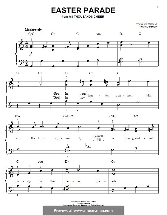 Easter Parade: For easy piano by Irving Berlin