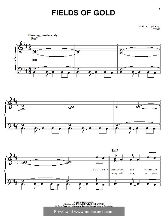 Fields of Gold: For easy piano by Sting