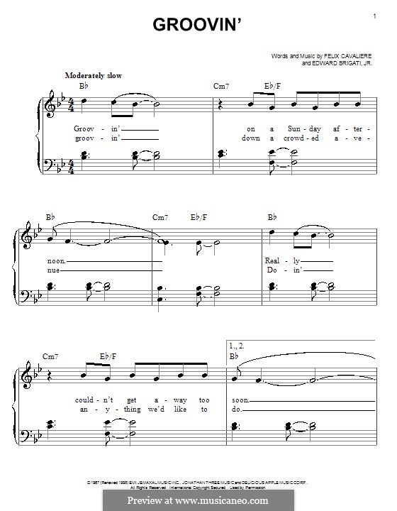 Groovin' (Young Rascals) by E. Brigati Jr., F. Cavaliere on MusicaNeo