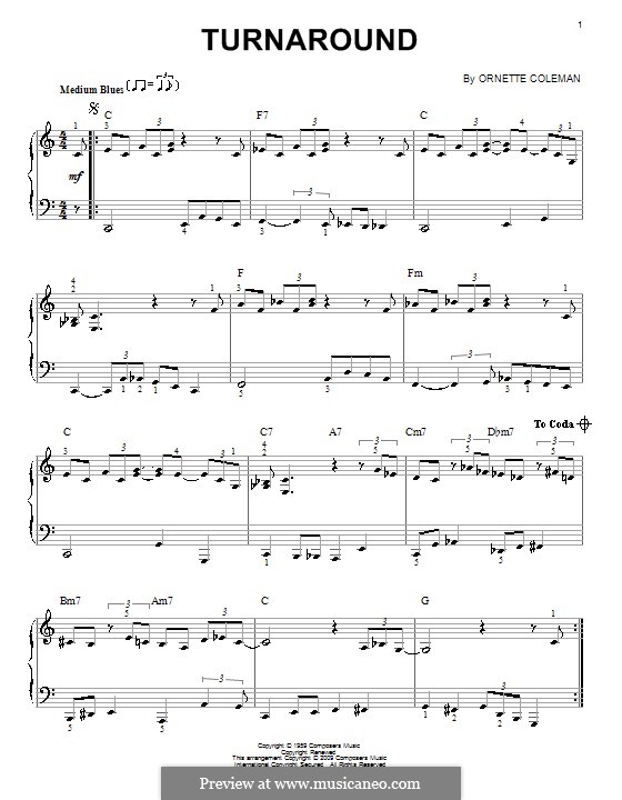 Turnaround: For piano by Ornette Coleman