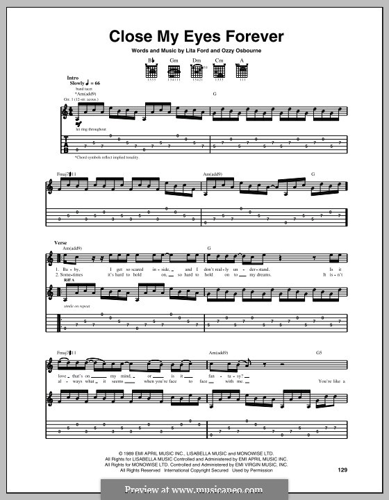 Lita ford close my eyes forever guitar tab #4