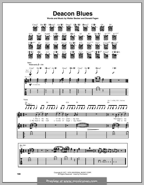 Deacon Blues (Steely Dan): For guitar with tab by Donald Fagen, Walter Becker