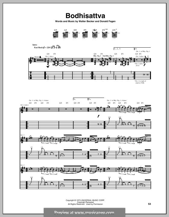 Bodhisattva (Steely Dan): For guitar with tab by Donald Fagen, Walter Becker