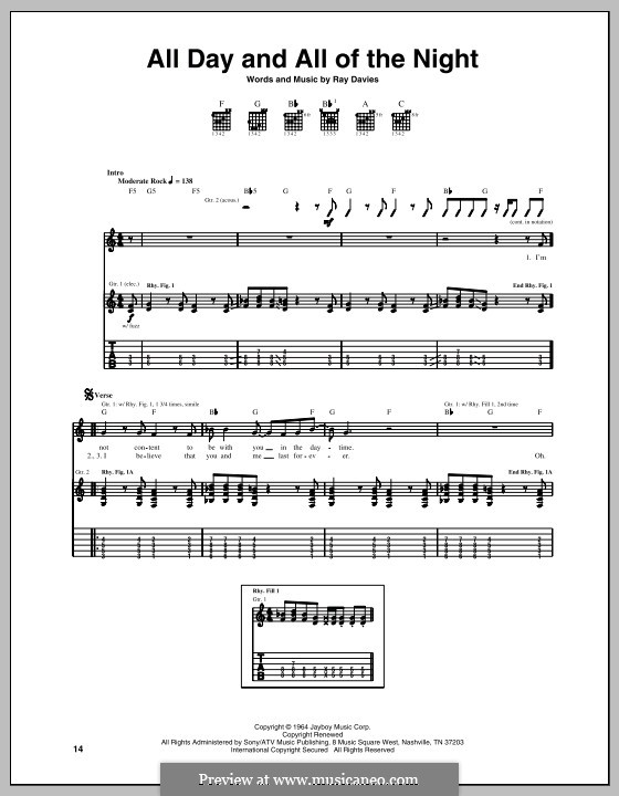 All Day and All of the Night: For guitar with tab by Ray Davies