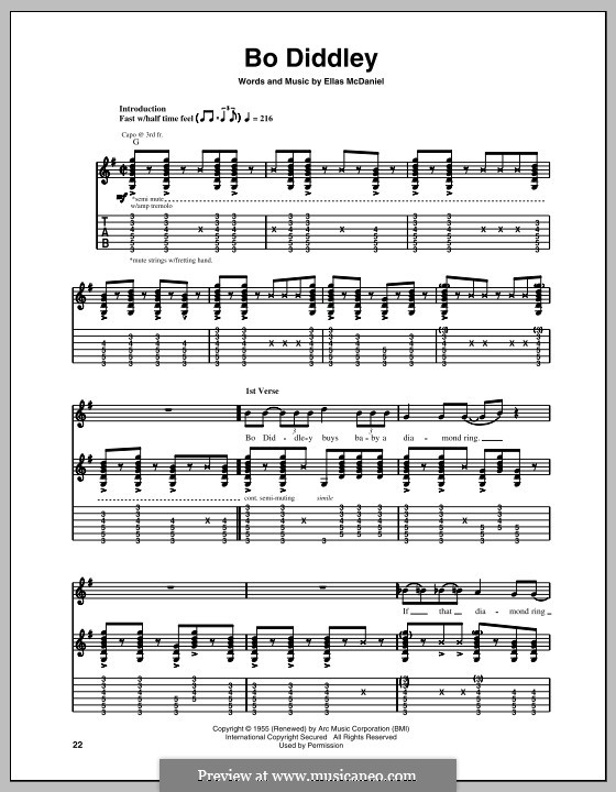 Bo Diddley (Bo Diddley): For guitar with tab by Ellas McDaniel