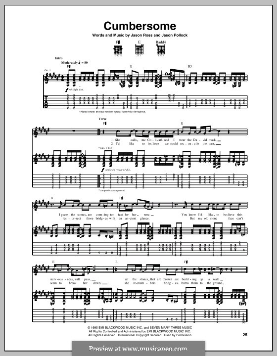 Cumbersome (Seven Mary Three): For guitar with tab by Jason Pollock, Jason Ross