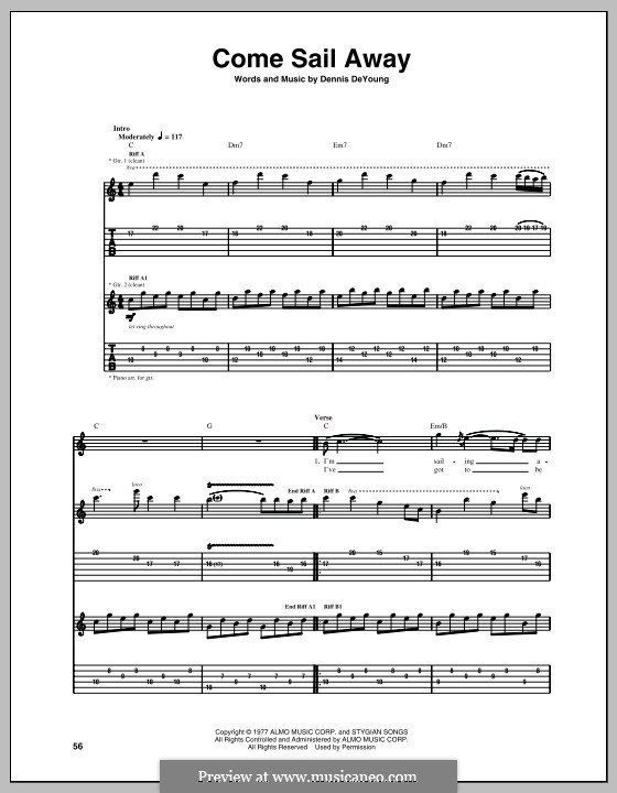 Come Sail Away (Styx): For guitar with tab by Dennis DeYoung