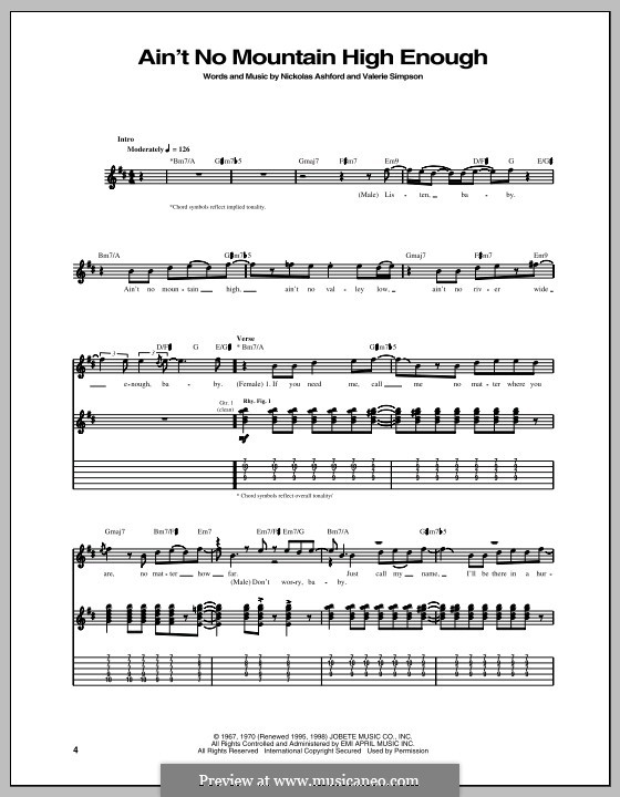 Ain't No Mountain High Enough: For guitar with tab by Nicholas Ashford, Valerie Simpson