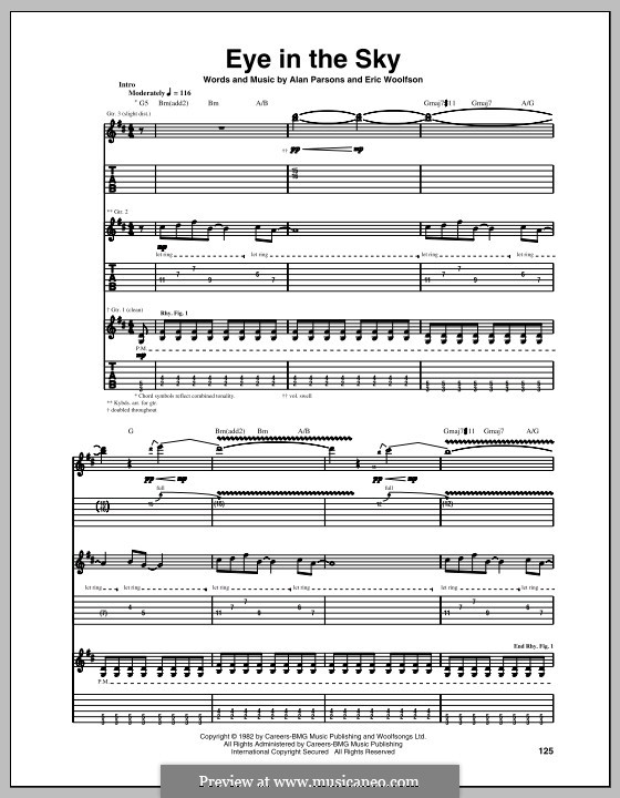 Eye in the Sky (Alan Parsons Project): For guitar with tab by Alan Parsons, Eric Woolfson