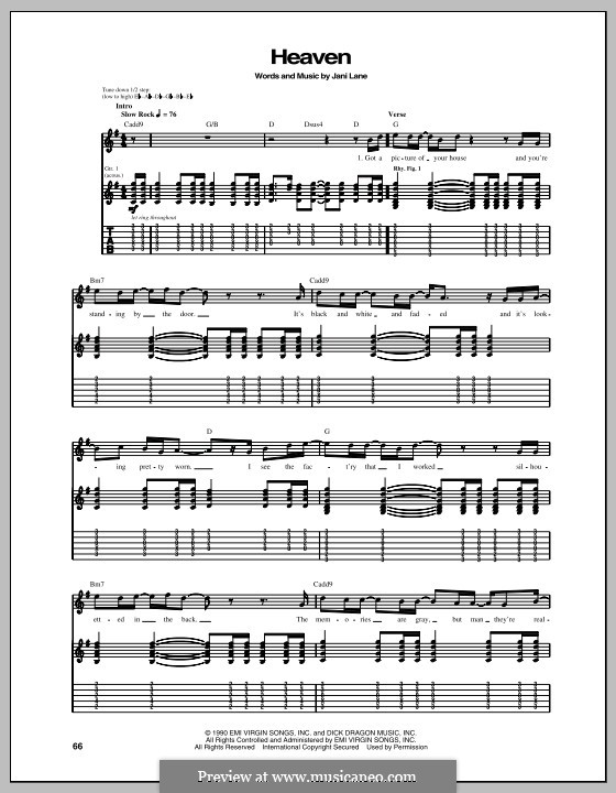 Heaven (Warrant): For guitar with tab by Jani Lane