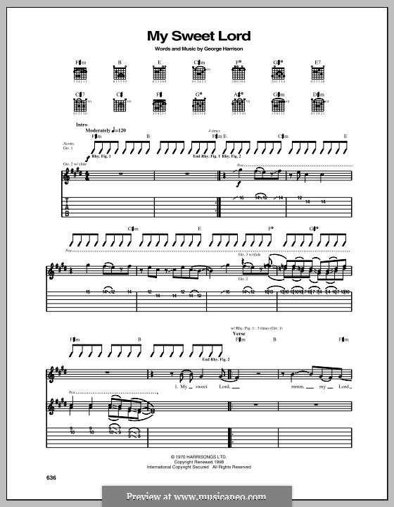 My Sweet Lord: For guitar with tab by George Harrison