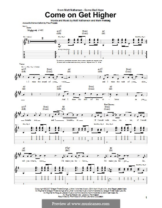 Come On Get Higher: For guitar with tab by Mark Weinberg