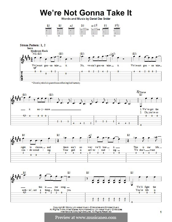 We Re Not Gonna Take It Twisted Sister By D D Snider On Musicaneo