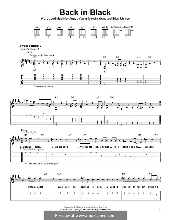 back in black ac dc by a young b johnson m young on musicaneo acdc sheet music