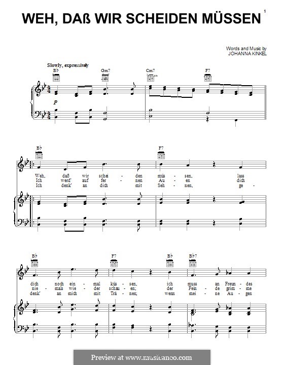 Weh, Dass Wir Scheiden Mussen (The Soldiers Farewell): For voice and piano (or guitar) by Johanna Kinkel