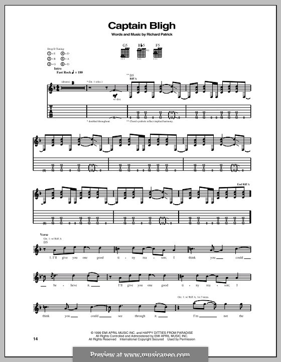 Captain Bligh (Filter): For guitar with tab by Richard Patrick