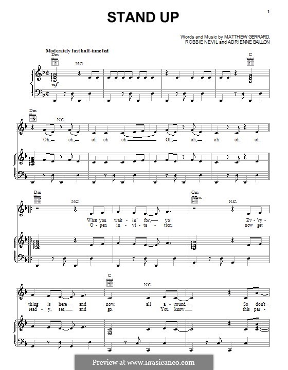 Stand Up (The Cheetah Girls): For voice and piano (or guitar) by Adrienne Baillon, Matthew Gerrard, Robbie Nevil