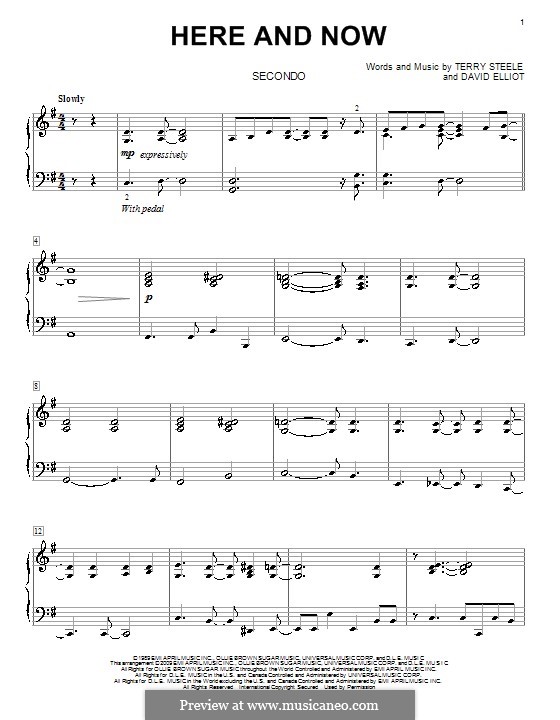 Here and Now (Luther Vandross): For piano four hands by David Elliot, Terry Steele