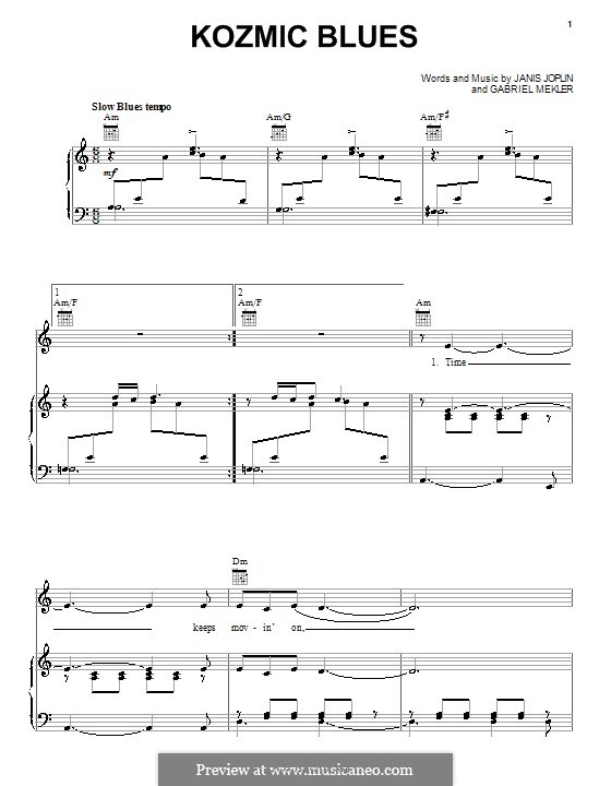 Kozmic Blues (Janis Joplin): For voice and piano (or guitar) by Gabriel Mekler