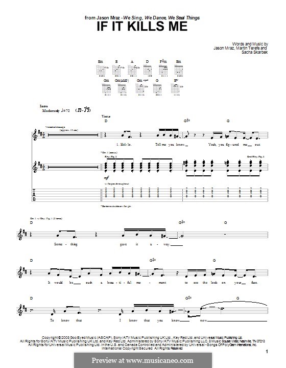 If It Kills Me: For guitar with tab by Martin Terefe, Sacha Skarbek