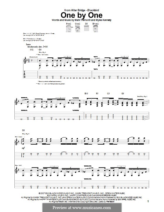 One By One (Alter Bridge): For guitar with tab by Mark Tremonti, Myles Kennedy