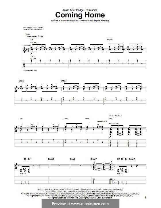 Coming Home (Alter Bridge): For guitar with tab by Mark Tremonti, Myles Kennedy