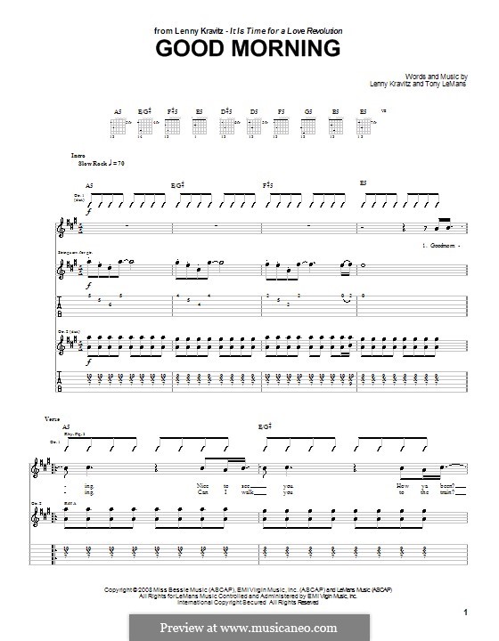 Good Morning: For guitar with tab by Tony LeMans