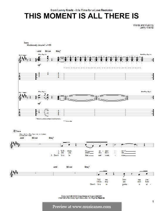 This Moment Is All There Is: For guitar with tab by Lenny Kravitz