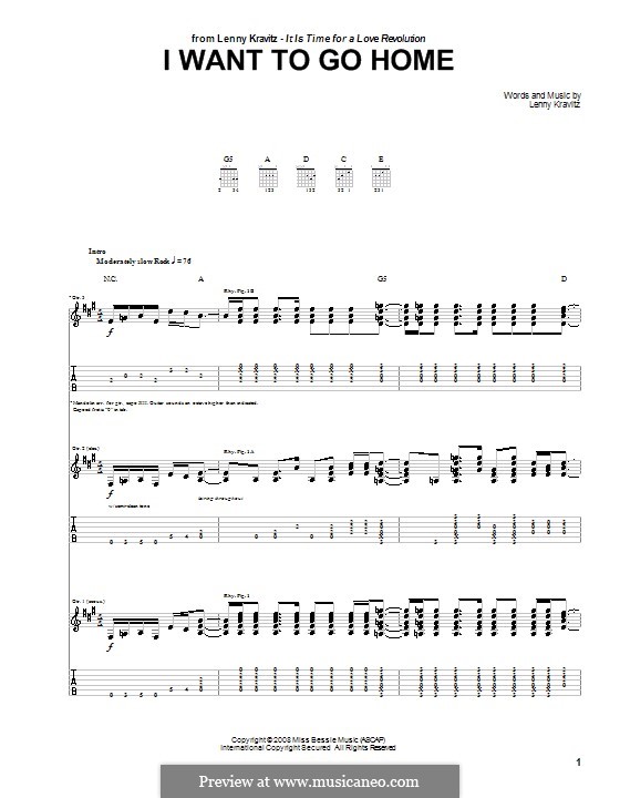 I Want To Go Home: For guitar with tab by Lenny Kravitz