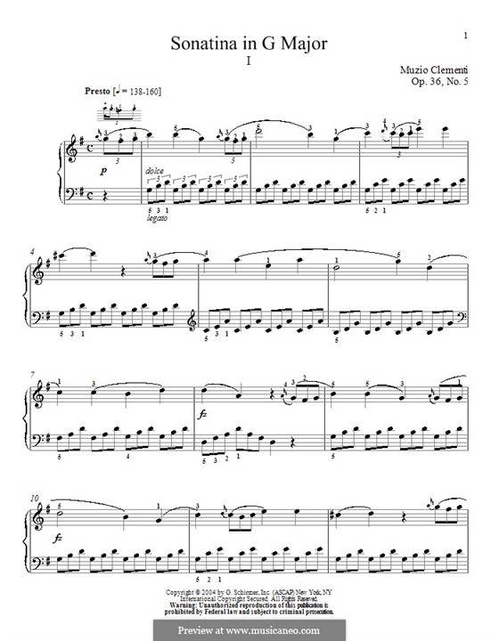 Sonatina No.5: For piano by Muzio Clementi